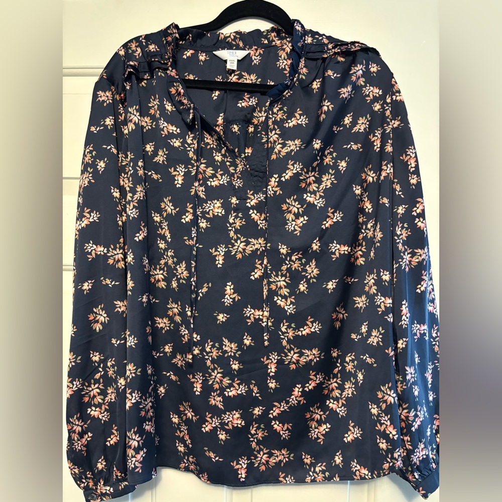Time and Tru Dark Floral Blouse